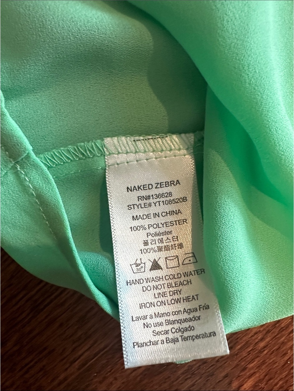 Naked Zebra Women's Light Green Sleeveless - Picture 3 of 4